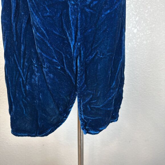 Cut Loose Womens Crushed Velvet Button Up Tunic Top M Medium Sapphire Blue - Picture 5 of 9